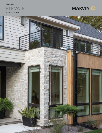 A black house with a lot of windows is on the cover of a catalog.