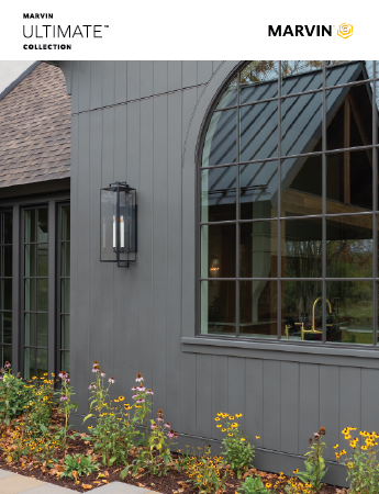 A wooden house with stairs leading up to it is on the cover of a catalog.
