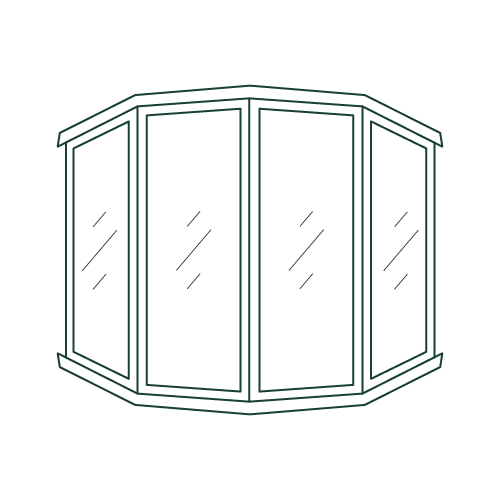It is a drawing of a bay window with four windows.