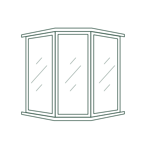 It is a drawing of a bay window with three windows.