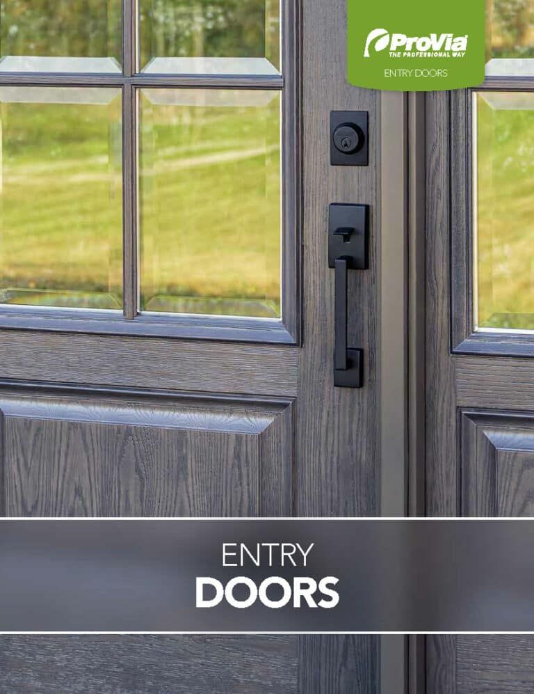 A brochure for entry doors with a picture of a door.