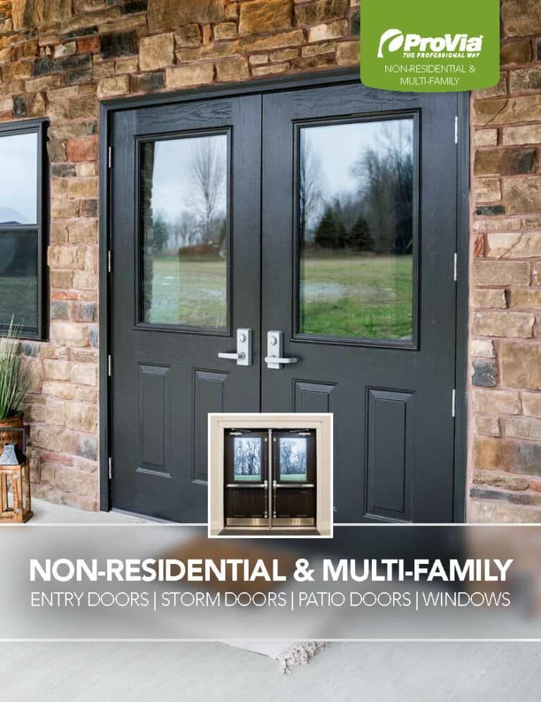 A brochure for non-residential and multi-family entry doors , storm doors , patio doors , windows.