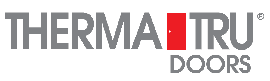 The logo for therma tru doors is on a white background.