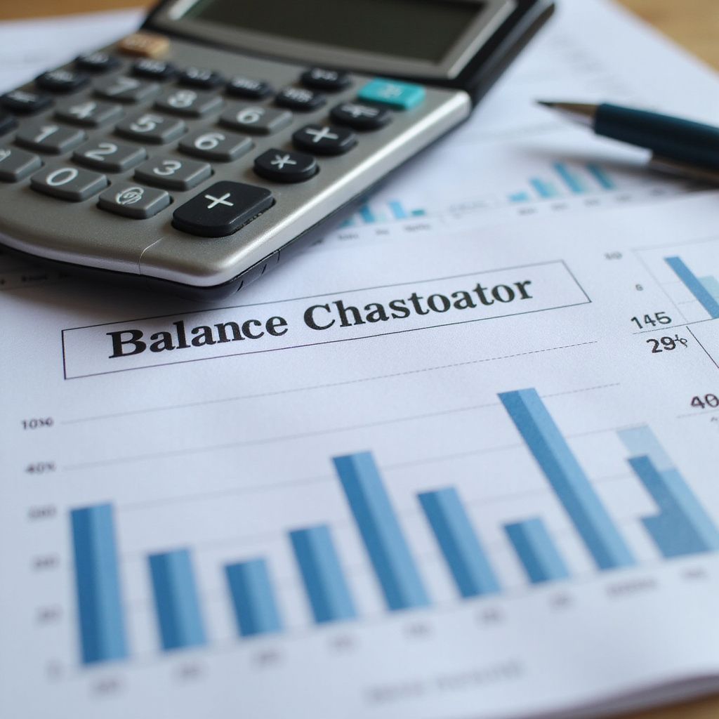 Calculator, pen, and bar graph on a paper labeled