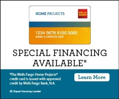 Wells Fargo Home Projects credit card advertisement with text 