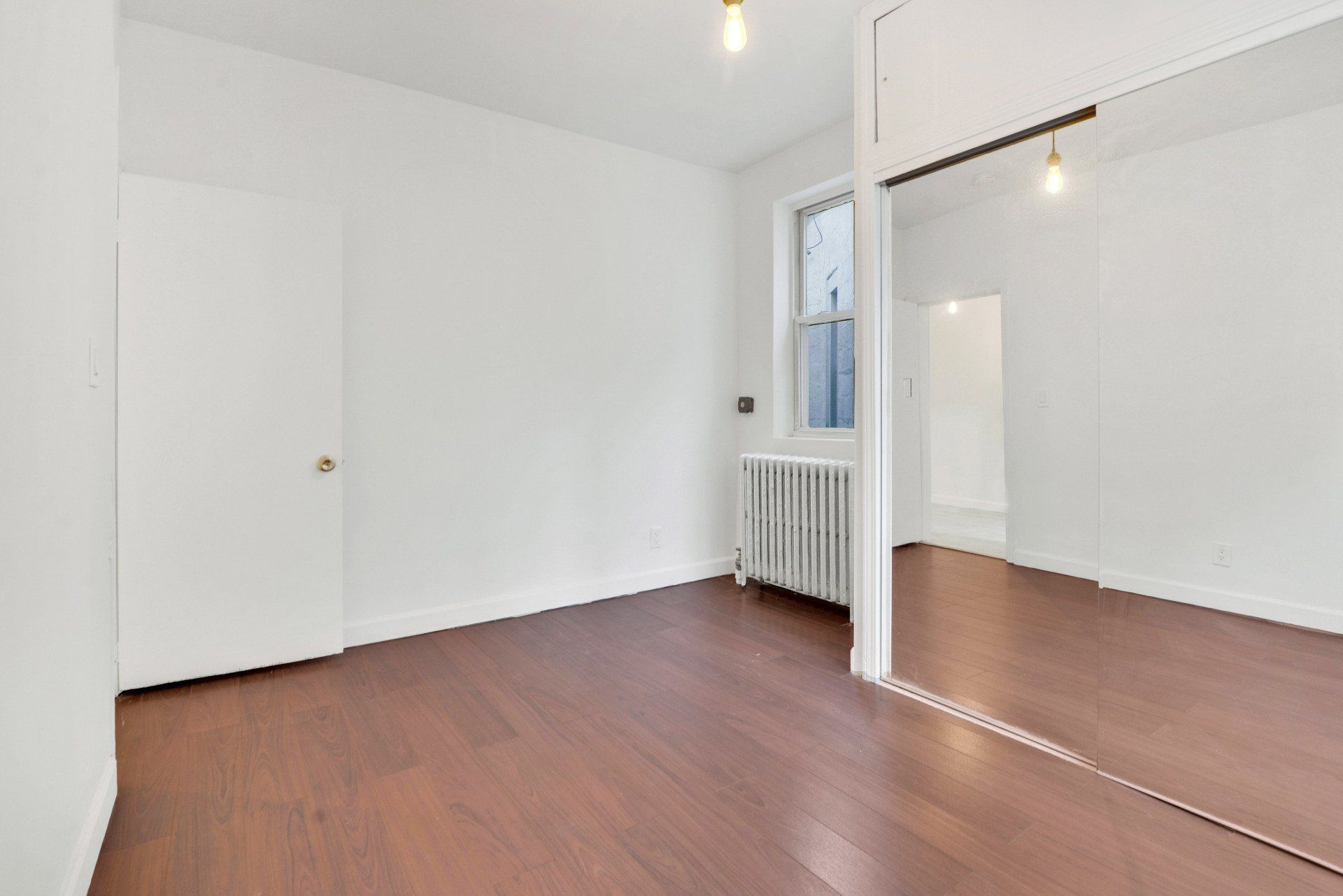 There is a large mirror in the middle of the room.