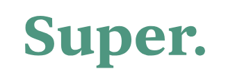 The word super is written in green letters on a white background.