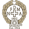 FDMA Inc. logo with text inside wreath, cross symbol, and gemstone at bottom; 