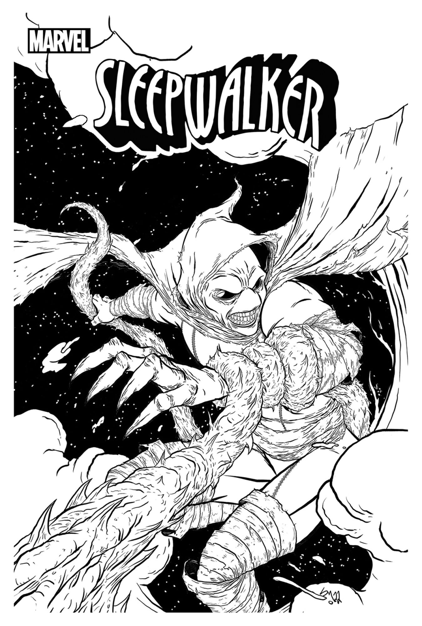 Marvel Comics cover for Sleepwalker, depicting the hero with large, sharp claws and a flowing cape against a starry void.