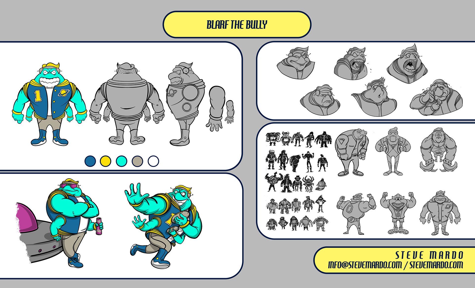Character design sheet for 'Blarf The Bully'