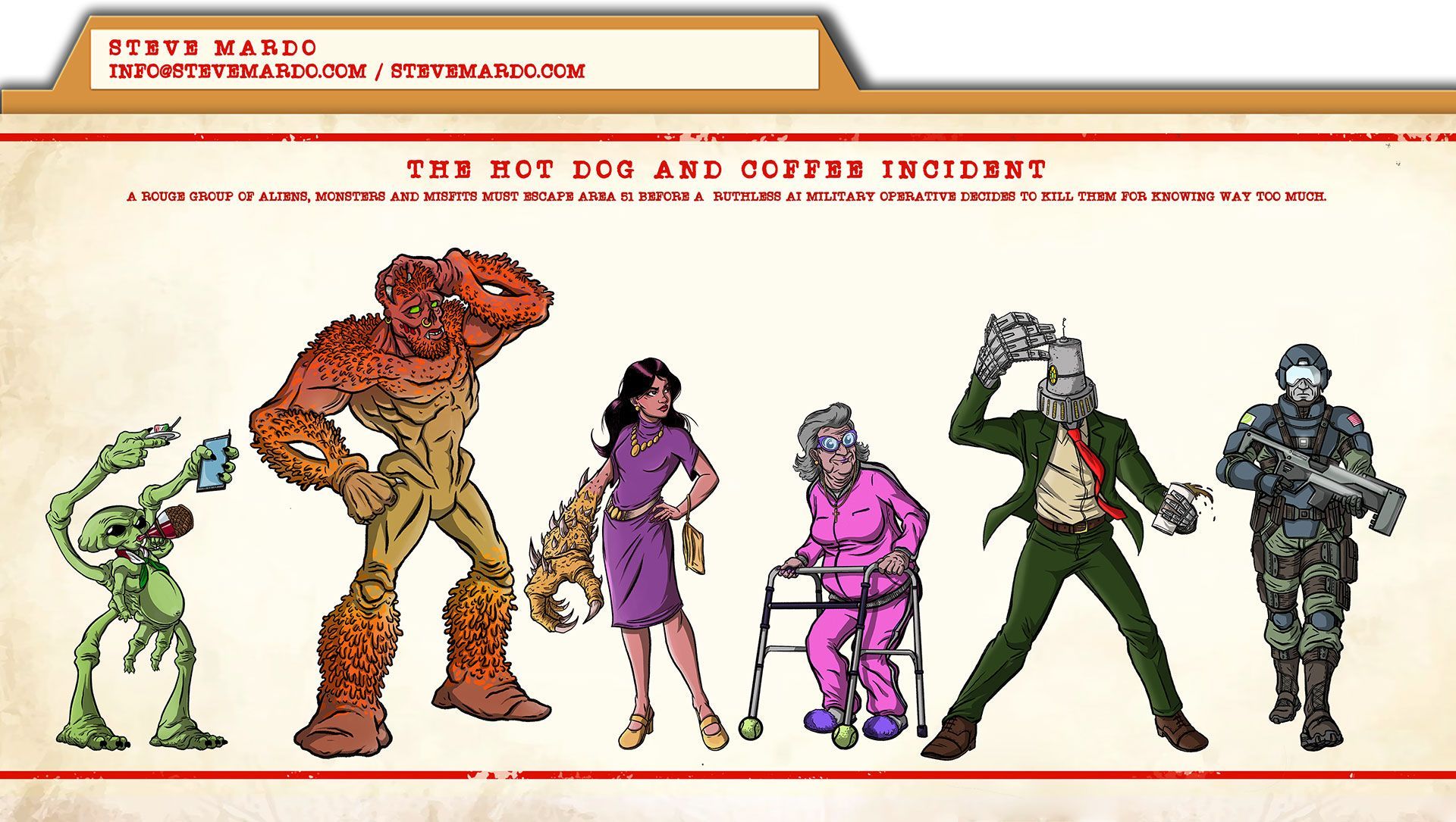 Character lineup for 'The Hot Dog and Coffee Incident'.