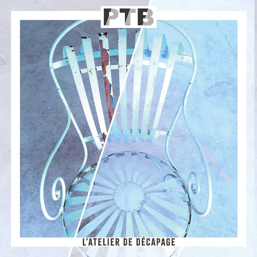 Une photo d'une chaise sur laquelle est écrit ptb