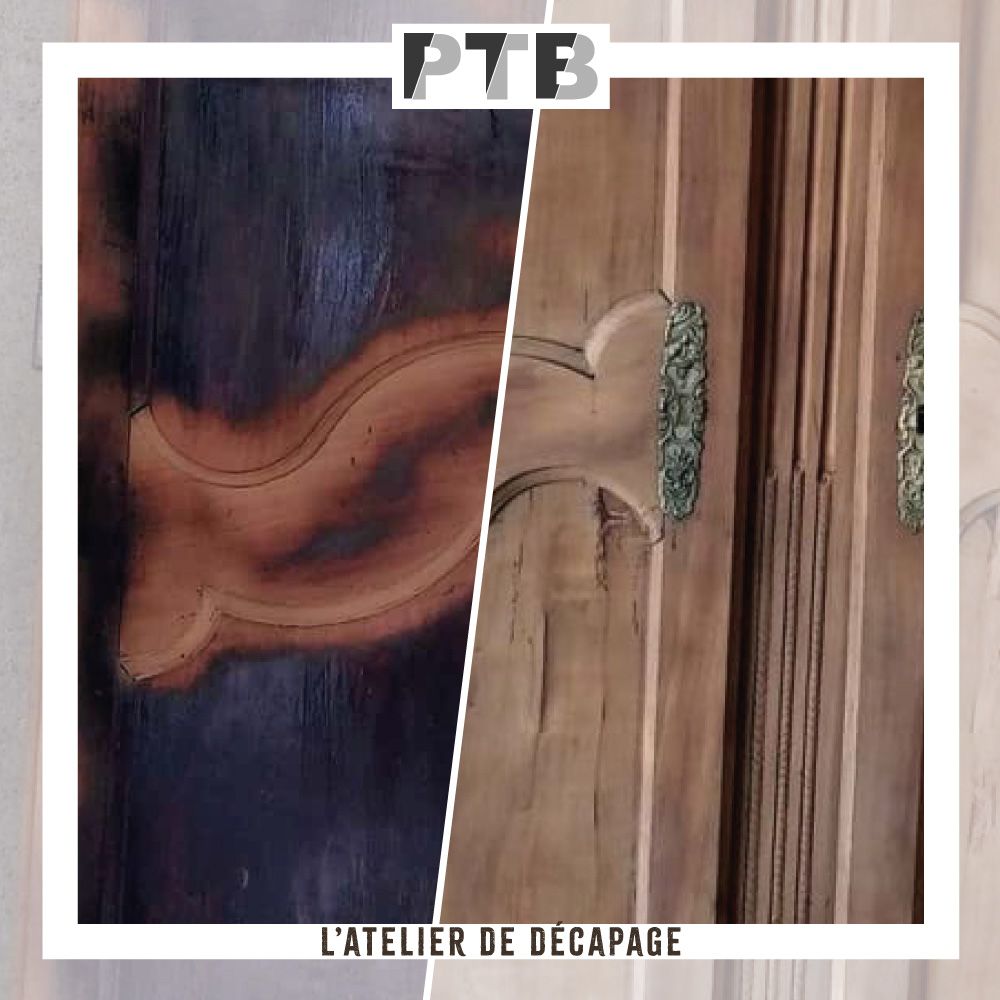 Une photo d'une porte avant et après avoir été peinte