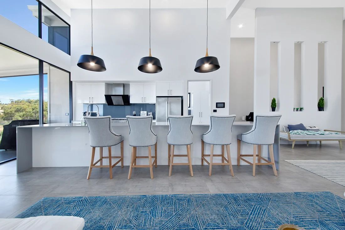 Luxury Kitchen Area With Three Black Lights From The Ceiling — Engineering And Drafting Services In Yeppoon, QLD