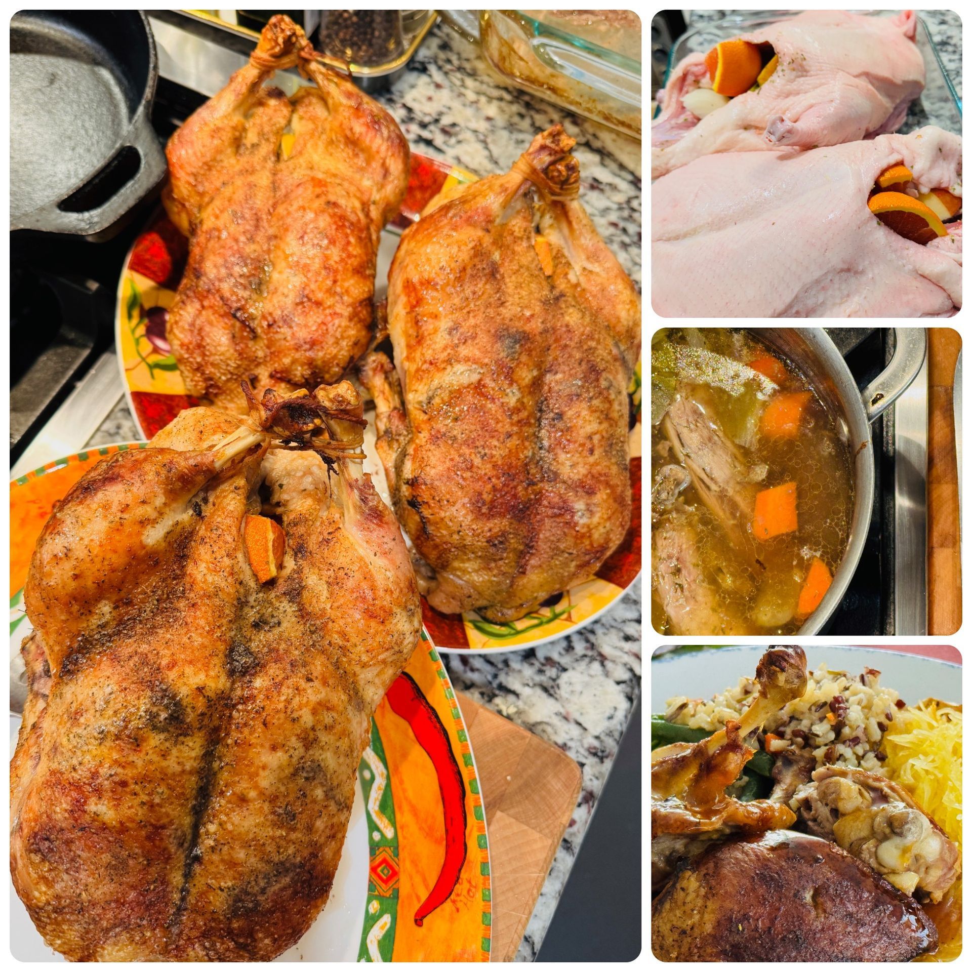 Roasted duck with Oranges steps in preperation.