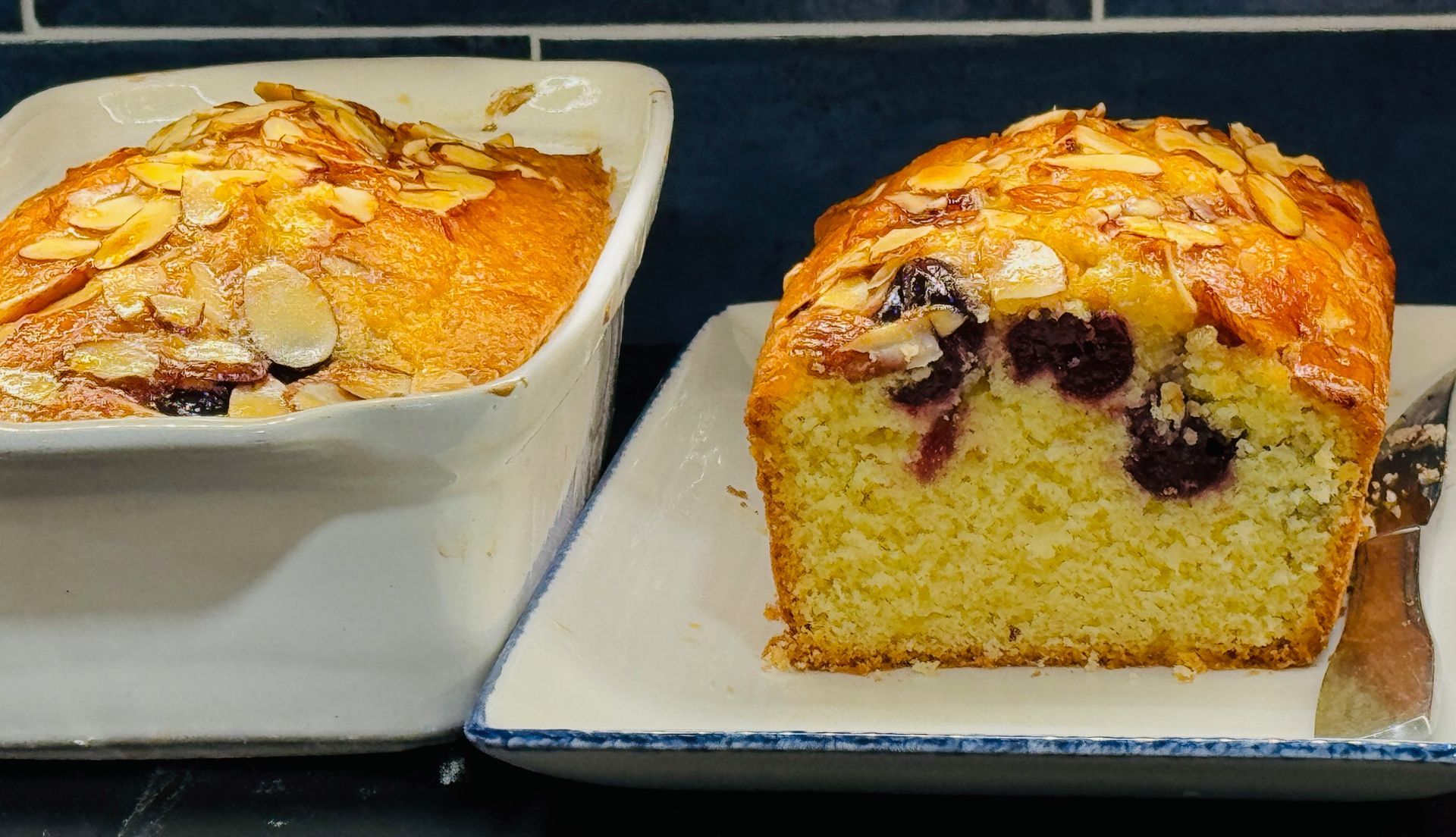 Sliced cherry almond pound cake