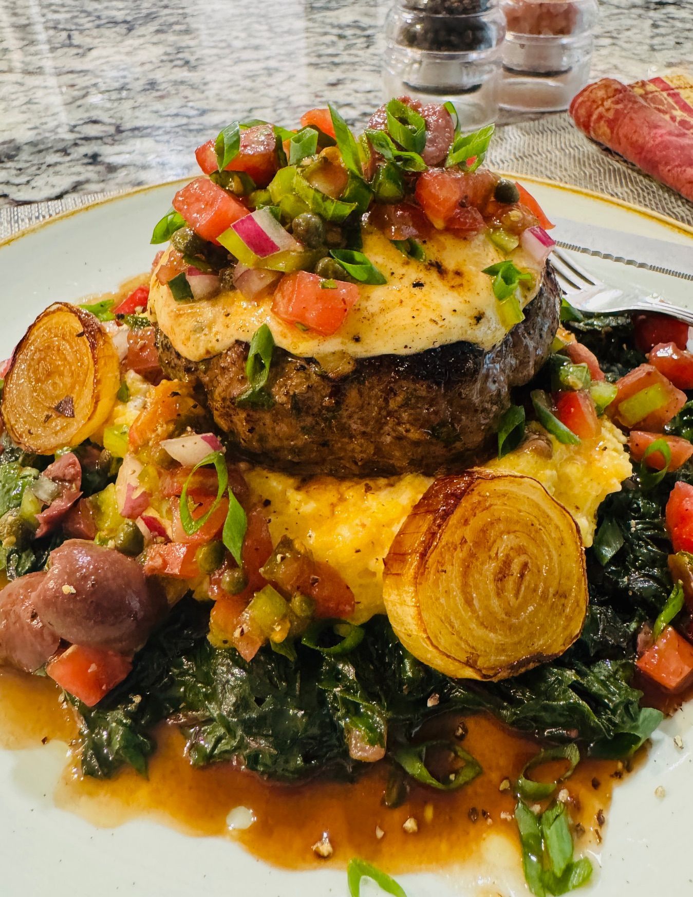 Lamb burger with garden vegtables 