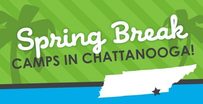 A logo for spring break camps in chattanooga