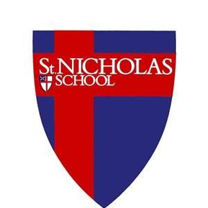 A shield with the words st nicholas school on it