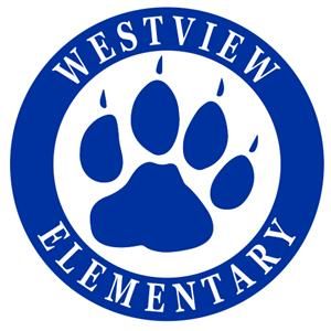 A logo for westview elementary school with a paw print