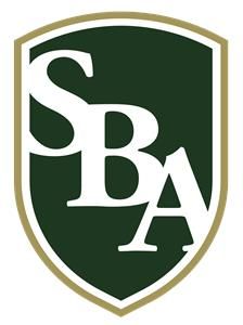 A green shield with the letter s and a on it.