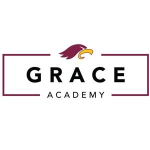 A logo for grace academy with an eagle on it.