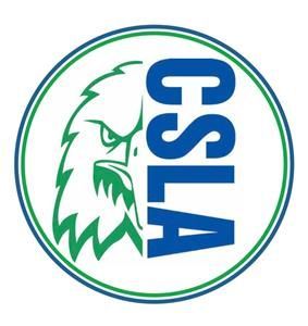 A logo for csla with an eagle in a circle