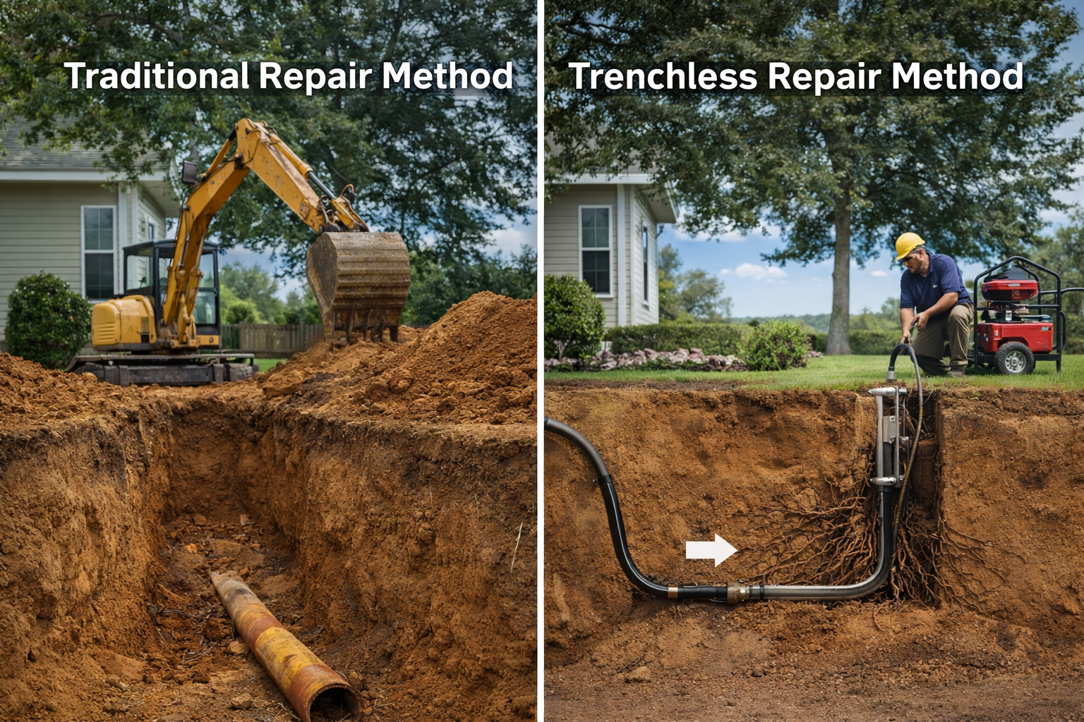 Comparative between trenchless and traditional repair method