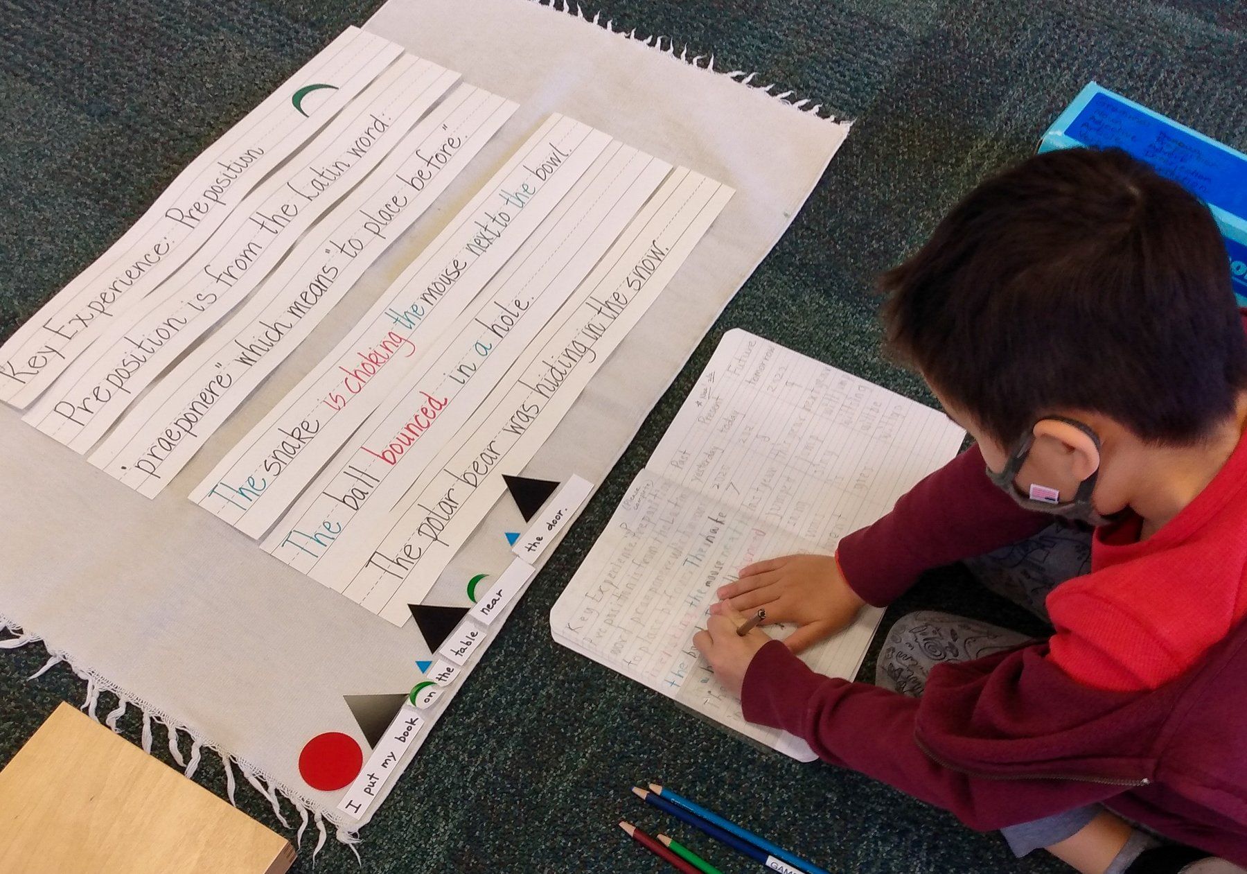Lower Elementary Student Working with Grammar Materials
