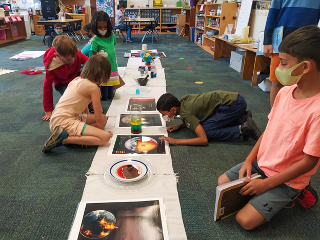 Lower Elementary Students Working on Cosmic Education