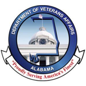 Department of Veterans Affairs Alabama seal feature the text “Proudly Serving America's Finest”.