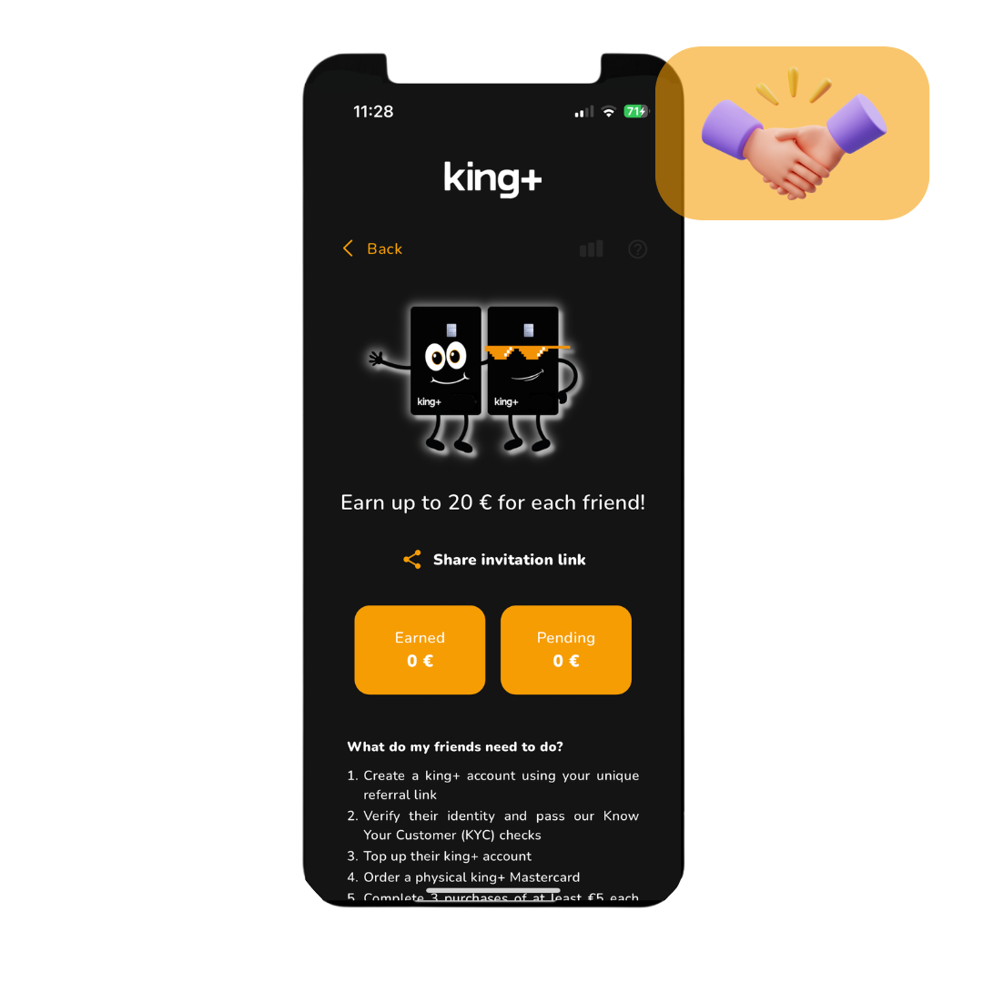 Ein Handy mit king+ App darauf