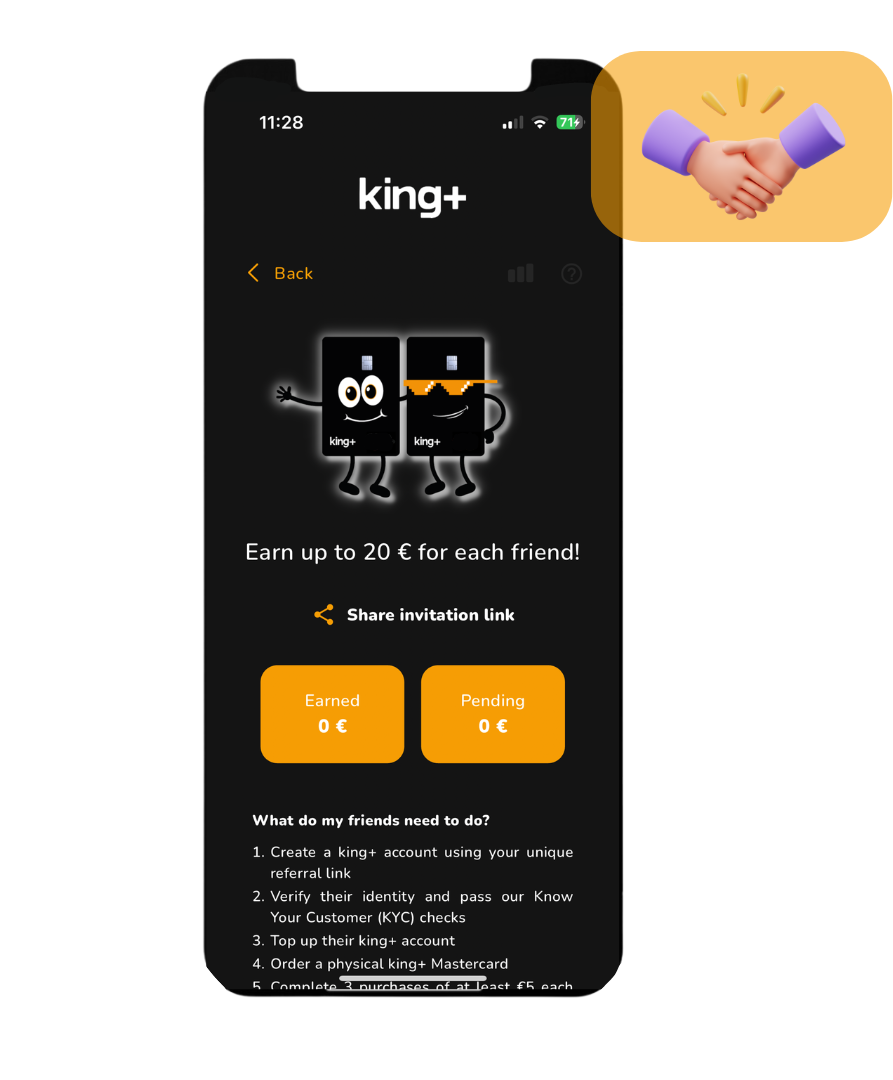 Ein Handy mit king+ App darauf