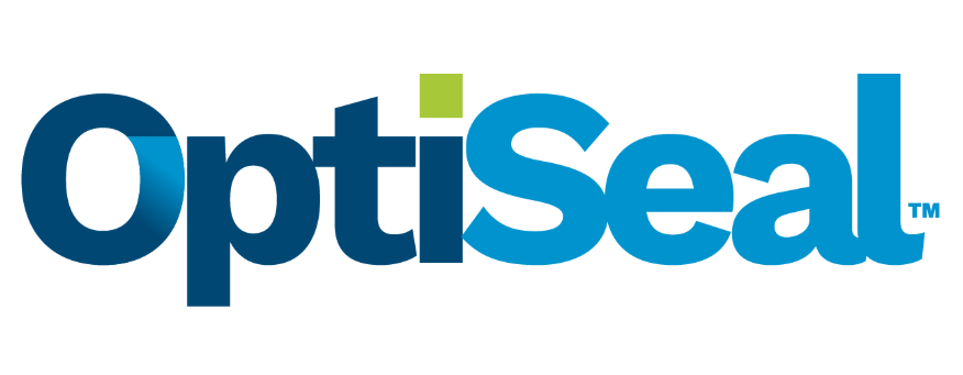 OptiSeal logo in blue and green text