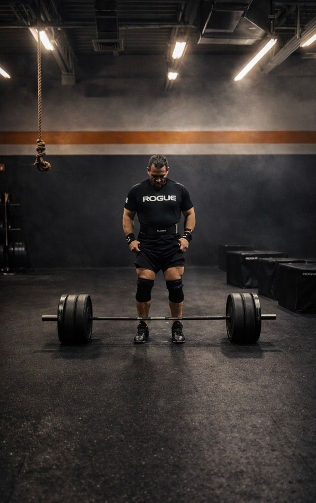 A man wearing a green shirt with the word calisthenics on it