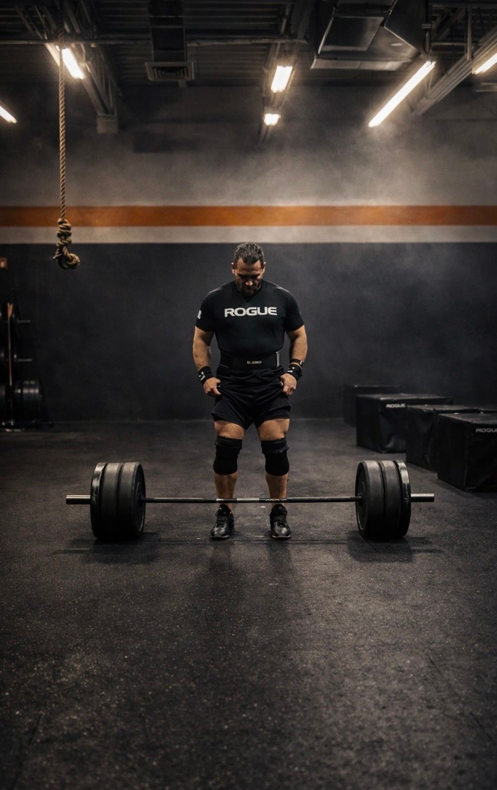 A man wearing a green shirt with the word calisthenics on it