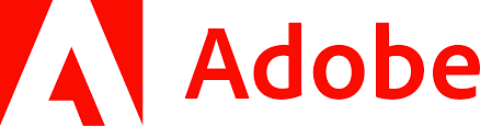 A red and white adobe logo on a white background