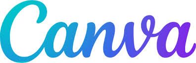 The word canva is written in blue and purple on a white background.