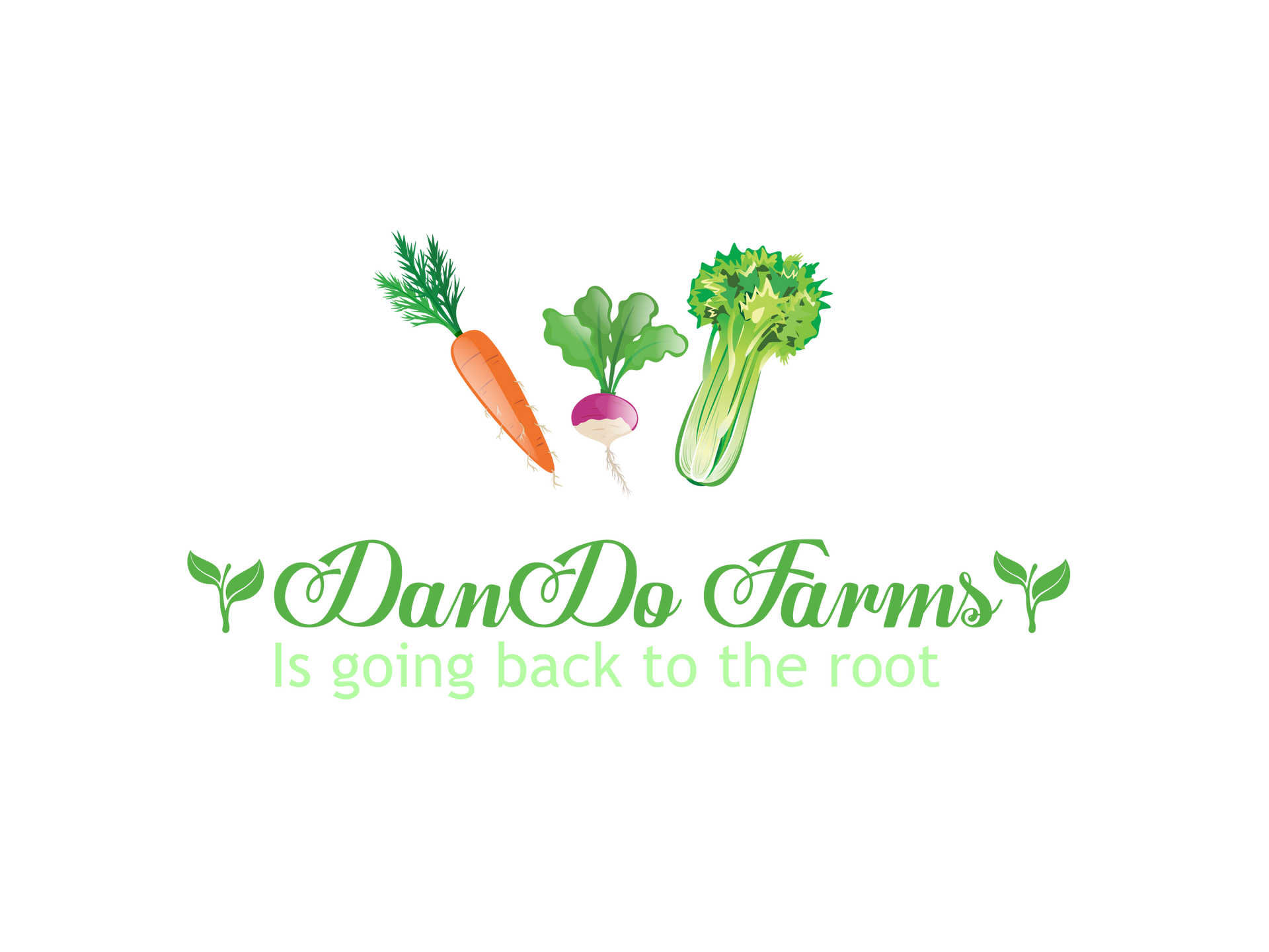 A logo for dan do farms is going back to the root