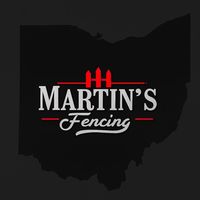 Logo for Martin's Fencing, featuring the Ohio state outline, black background, and white text with red accents.