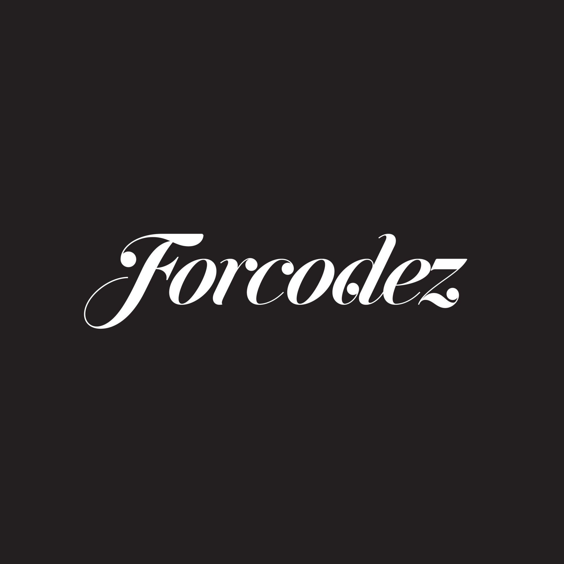 The word forcodez is on a black background