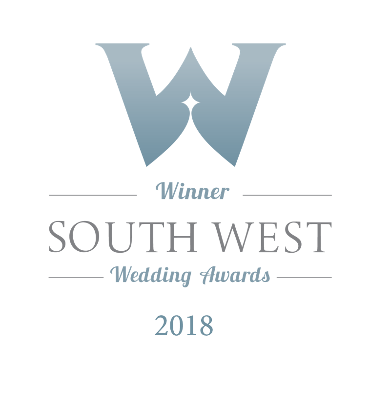 South West Wedding Awards Winner logo, 2018. Light blue