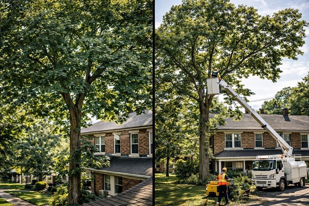 Allentown crown reduction operation before and after images side by side.