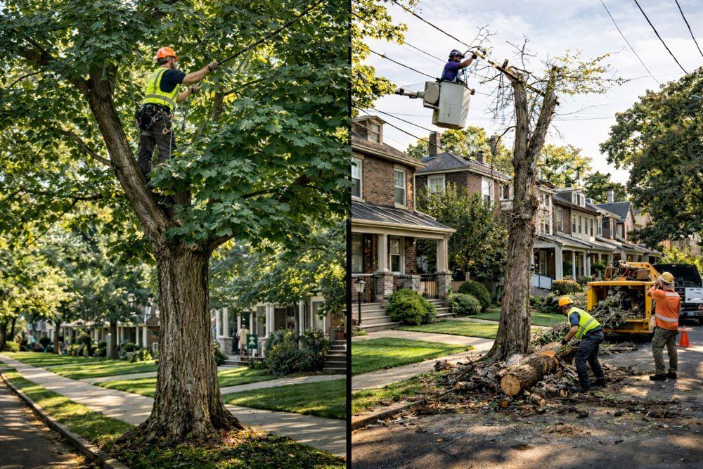 Examples of Tree trimming and tree removal in an Allentown, PA suburb