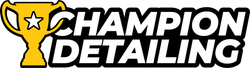 Champion Detailing logo with gold trophy icon and bold black-and-white text