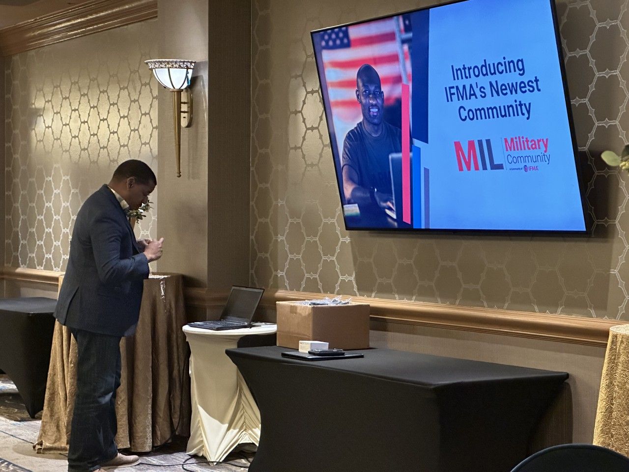 Man presenting at an event.