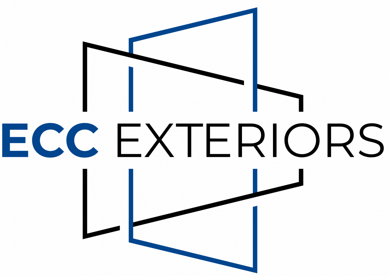 Logo for ECC Exteriors: Text and geometric shapes;