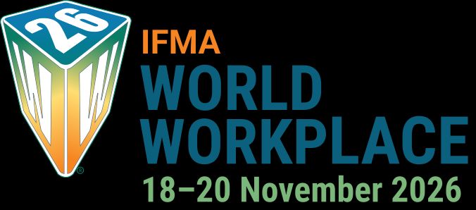 IFMA World Workplace 2025 logo featuring a 3D box with 