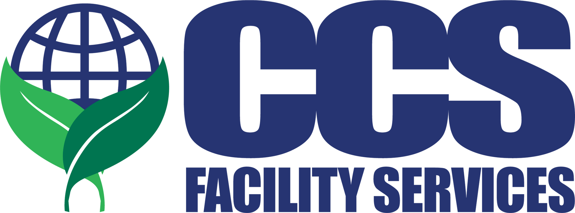 Logo for CCS Facility Services featuring a globe, leaves, and the letters CCS in blue text.