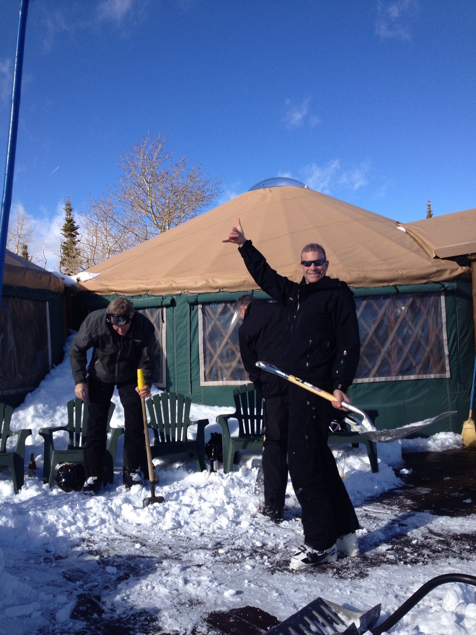 shovelling at the yurt
